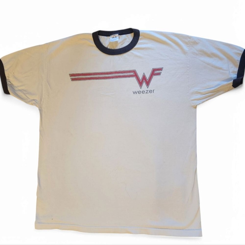 Weezer Ringer Shirt White XL If It's Too Loud Turn it Down Rare 1995 Tour Merch
